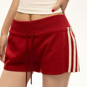 Retro Striped Drawstring Sports Shorts