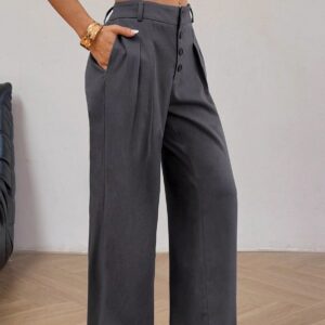 Chic Vintage Button Front Drape Pants